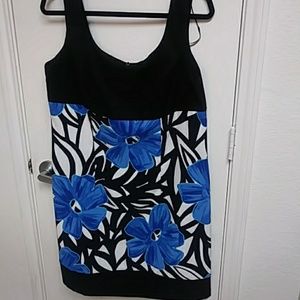 Dressbarn black dress with blue flowers
